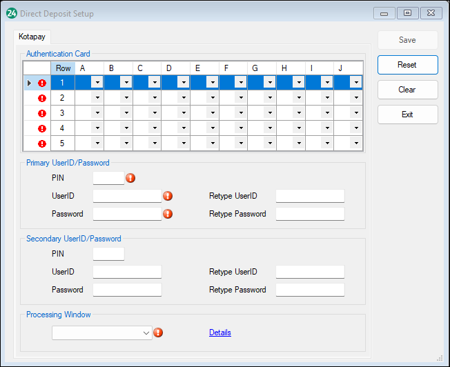 direct deposit setup screen